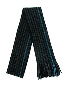 9911 Urban Striped Scarf - Single thickness textured scarf in black and charcoal stripes with one stripe in accent colourway and continuous fringing.