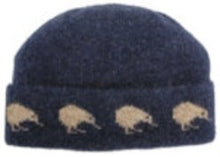 Load image into Gallery viewer, Possum and Merino  KO162 Kiwi Beanie - A uniquely New Zealand design on a uniquely New Zealand product.  Double thickness.  Make a set with KO129 Kiwi Scarf and KO52 Kiwi Gloves.  One Size.  Made proudly in New Zealand from a premium blend of 40% possum fur, 50% merino lambswool & 10% mulberry silk.