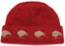 Load image into Gallery viewer, Possum and Merino  KO162 Kiwi Beanie - A uniquely New Zealand design on a uniquely New Zealand product.  Double thickness.  Make a set with KO129 Kiwi Scarf and KO52 Kiwi Gloves.  One Size.  Made proudly in New Zealand from a premium blend of 40% possum fur, 50% merino lambswool & 10% mulberry silk.
