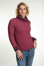 Load image into Gallery viewer, Possum and Merino  KO471 Two Tone Jumper - A stylish jumper with two ton cable collar and cuffs.  This garment has shaped side seams for a flattering fit.   Made proudly in New Zealand from a premium blend of 40% possum fur, 50% merino lambswool & 10% mulberry silk.