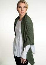Load image into Gallery viewer, Possum and Merino  KO518  Lightweight Moss Stitch Wrap - This moss stitch wrap is lightweight, yet extremely warm to wear. It can also be worn as an over sized scarf on those extra chilly days.  One size only.  Approx. 63cm wide x 170cm long.  Made proudly in New Zealand from a premium blend of 40% possum fur, 50% merino lambswool & 10% mulberry silk.