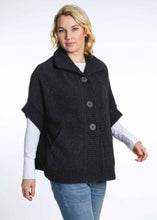 Load image into Gallery viewer, Possum and Merino  KO552 Cape with Pockets - An easy to wear piece which features ribbed trims, knitted-in pockets and beautiful textured buttons.  This garment is ideal for layering and is a relaxed fit.  Made proudly in New Zealand from a premium blend of 40% possum fur, 50% merino lambswool & 10% mulberry silk.