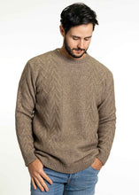 Load image into Gallery viewer, Possum and Merino  KO868 Crew Neck Aran Jumper - A crew neck style jumper featuring a stunning textured aran pattern on the front and sleeves.  Made proudly in New Zealand from a premium blend of 40% possum fur, 50% merino lambswool &amp; 10% mulberry silk.  