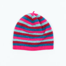 Load image into Gallery viewer, Possum and Merino  NX707 Striped Beanie - A cute and colourful beanie that children will love.  It is lightweight and easy to wear, with a stretch component to suit a variety of sizes.  Can be worn on its own, or with matching accessories.