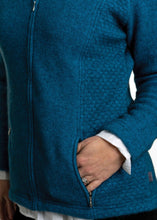 Load image into Gallery viewer, Possum and Merino  KO760 Textured Zip Jacket - This jacket is very similar to style KO478 but has more length in the body with textured side panels and collar.  The zip pockets are incorporated into the seems and the front of the garment is fully lined with merino jersey knit.  This Garment also features shaping in the front and side-seams for a flatting fit. 