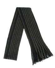 Load image into Gallery viewer, 9911 Urban Striped Scarf - Single thickness textured scarf in black and charcoal stripes with one stripe in accent colourway and continuous fringing.