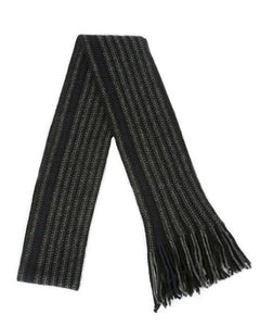 9911 Urban Striped Scarf - Single thickness textured scarf in black and charcoal stripes with one stripe in accent colourway and continuous fringing.