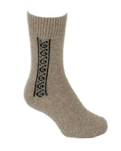 9943 Koru Sock - Light casual plain knit sock with elasticated rib cuff and koru motif on both sides.