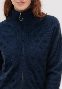 Possum and Merino   100208 Madeline Jacket - The Madeline Jacket has a touch of feminine elegance, expressed in its delicate stitch detail. Featuring a two-way zip, ribbed cuffs and hem, this standout style celebrates our signature Merinomink blend of ZQ certified merino, possum and silk.