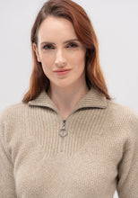 Load image into Gallery viewer, Possum and Merino  100210 Seraphina Zip Sweater - The half zip is a must-have and this one is a standout, with its sophisticated textural detail. The perfect cold-weather piece, it pairs beautifully with the Emilia Skirt for a cosy, monochromatic look. Wear the collar down or zip it up to keep the cold weather at bay.