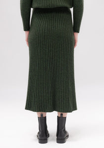 Possum and Merino  100211 Emilia Knit Skirt - This sophisticated skirt is set to be a favourite. With a comfy elasticated waist and flattering elongating rib, it partners beautifully with the matching Emilia Sweater.  Crafted with our signature Merinomink blend, this cosy combination offers a stylish, monochromatic look.