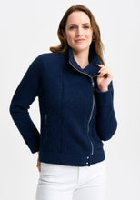 Load image into Gallery viewer, Possum and Merino

100275 Alba Jacket - A sophisticated bomber style jacket, the Alba has all the bells and whistles. Merino lined zipped pockets and the two front zips feature Merinomink zip pulls. Two domes complete the look of this classy cropped jacket - a must-have investment piece. Slim fit.&nbsp;

Made in New Zealand from an exclusive Merinomink blend of 50% ZQ Merino, 40% Brushtail possum and 10% Mulberry silk.