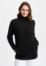 Load image into Gallery viewer, Possum and Merino

100295 Neve Sweater - Keep the cool out in style with the Neve Sweater. Designed with a longer silhouette for everyday comfort, it can easily dress up or down. Featuring cable detail through the body and a rib roll neck and sleeves, every detail is thoughtfully considered. Kangaroo pockets will keep cold hands cosy. Classic fit.&nbsp;

Made in New Zealand from an exclusive Merinomink blend of 50% ZQ Merino, 40% Brushtail possum and 10% Mulberry silk.