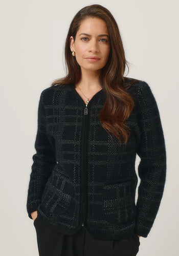 Possum and Merino

100298 Eloise Jacket - Eloise is all about style and grace. A refined silhouette and soft v neckline is met with a zipper that comes down to a curved front hem. A Merinomink zip pull and pockets add to the thoughtful design of this jacket. With a felted finish and subtle check detail, this new jacket is poised to become a highly coveted piece. Slim fit. 

Made in New Zealand from an exclusive Merinomink blend of 50% ZQ Merino, 40% Brushtail possum and 10% Mulberry silk.