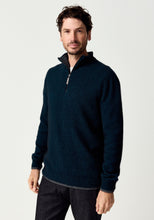 Load image into Gallery viewer, Possum and Merino

100492 Whittaker Half Zip – Defined by its contrast striped collar and signature Merinomink zip pull, this enduring favourite balances comfort and style with ease. The classic silhouette layers effortlessly and transitions seamlessly between casual and elevated dressing, making it a piece you'll return to season after season. A classic fit.

Made in New Zealand from an exclusive Merinomink blend of 50% ZQ Merino, 40% Brushtail possum and 10% Mulberry silk.