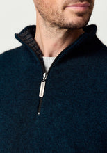 Load image into Gallery viewer, Possum and Merino

100492 Whittaker Half Zip – Defined by its contrast striped collar and signature Merinomink zip pull, this enduring favourite balances comfort and style with ease. The classic silhouette layers effortlessly and transitions seamlessly between casual and elevated dressing, making it a piece you'll return to season after season. A classic fit.

Made in New Zealand from an exclusive Merinomink blend of 50% ZQ Merino, 40% Brushtail possum and 10% Mulberry silk.