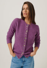 Load image into Gallery viewer, Possum and Merino

1736 Shell Cardi - Our signature Shell Cardi is a Merinomink staple, loved for its simple lines and statement buttons. A fitted silhouette offers a smart and refined look that can dress and up and down with ease. Slim fit.&nbsp;

Made in New Zealand from an exclusive Merinomink blend of 50% ZQ Merino, 40% Brushtail possum and 10% Mulberry silk.