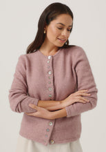 Load image into Gallery viewer, Possum and Merino

1736 Shell Cardi - Our signature Shell Cardi is a Merinomink staple, loved for its simple lines and statement buttons. A fitted silhouette offers a smart and refined look that can dress and up and down with ease. Slim fit.&nbsp;

Made in New Zealand from an exclusive Merinomink blend of 50% ZQ Merino, 40% Brushtail possum and 10% Mulberry silk.