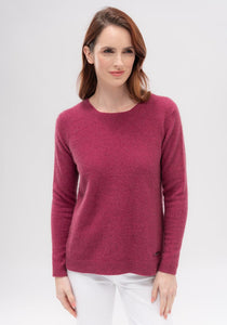 Possum and Merino  1803 MM Relaxed Sweater - This simple, casual yet elegant sweater features ‘v’ shaped garter stitch detail at the neck. Fitted sleeves and a slightly relaxed fit through body create a flattering silhouette.  It is finished beautifully with the Merinomink™ logo bar.