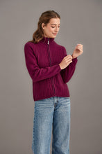 Load image into Gallery viewer, Possum and Merino  5039 Cable Zip Jacket - So versatile and easy to wear you will love this new zip-up Jacket with its delicate and feminine cable detailing.  Lace Cable Detail Mid Weight for warmth and comfort 35% Possum Fur, 55% Merino Wool, 10% Pure Mulberry Silk New Zealand Designed and Manufactured 