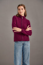 Load image into Gallery viewer, Possum and Merino  5039 Cable Zip Jacket - So versatile and easy to wear you will love this new zip-up Jacket with its delicate and feminine cable detailing.  Lace Cable Detail Mid Weight for warmth and comfort 35% Possum Fur, 55% Merino Wool, 10% Pure Mulberry Silk New Zealand Designed and Manufactured 