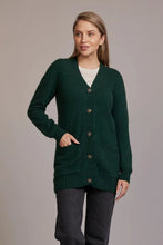 Load image into Gallery viewer, Possum and Merino  5041 Ridge Patch Cardigan – This easy to wear cardigan features a deep v neck, ridge elbow patch detailing and button closure to create a cardigan that has it all- flattering fit, functionality, and comfort.  Comes in four neutral colours that are sure to make this garment a wardrobe staple!  Button Closure Two Front Pockets 35% Possum Fur, 55% Merino, 10% Pure Mulberry Silk New Zealand Designed and Manufactured