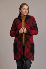 Load image into Gallery viewer, Possum and Merino  5044 Tartan Overcoat – A new addition to the range, this stunning Tartan Overcoat design provides ultimate warmth, comfort and style.  Feel the beautiful winter-weight warmth without the weight of a standard coat.  Uniquely New Zealand, Possum Merino is deliciously soft, warm and light-weight, once you&#39;ve worn our blend of 100% natural fibres you will not want to wear anything else!