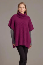 Load image into Gallery viewer, Possum and Merino  5046 Lace Detail Poncho – The classic poncho gets a touch of feminine elegance with the delicate lace knit detail on the front.  The blend of natural Merino, Possum fur and Silk fibres will ensure the cold never gets in.  Lace Knit Front, Plain Knit Back 35% Possum Fur, 55% Merino Wool, 10% Pure Mulberry Silk New Zealand Designed and Manufactured