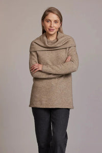 Possum and Merino  5047 Cowl Neck Sweater – Featuring a beautifully soft cowl neck, this sweater is made from a signature blend of merino wool, possum down and silk for ultimate winter comfort.  Available in three beautiful colourways.  35% Possum Fur, 55% Merino Wool, 10% Pure Mulberry Silk. New Zealand designed and manufactured