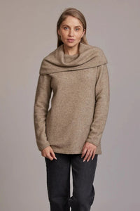 Possum and Merino  5047 Cowl Neck Sweater – Featuring a beautifully soft cowl neck, this sweater is made from a signature blend of merino wool, possum down and silk for ultimate winter comfort.  Available in three beautiful colourways.  35% Possum Fur, 55% Merino Wool, 10% Pure Mulberry Silk. New Zealand designed and manufactured