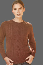 Load image into Gallery viewer, Possum and Merino  6129 Crew Neck Jersey with Lace Detail - The classic crew neck jersey gets a touch of feminine elegance with the delicate lace knit detail on the front. The blend of natural Merino, Possum fur and Silk fibres will ensure the cold never gets in. Hold onto this sumptuous McDonald jersey and don’t let go until the mercury rises. 35% Possum Fur, 55% Merino Wool, 10% Pure Mulberry Silk