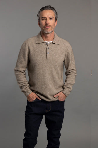 Possum and Merino

6639 Stepped Stitch Polo - The detail of the button-up polo style collar gives a hint of sophistication to this everyday, casual men's jumper. A warm and luxurious blend of Merino wool, Possum fur and Mulberry silk ensures this Stepped Stitch polo jersey will keep you warm whatever the weather and wherever you are.

Short zip and high collar
Feature rib knit on arms o Mid-weight warmth
35% Possum Fur, 55% Merino Wool, 10% Pure Mulberry Silk
New Zealand designed and manufactured
Natural an