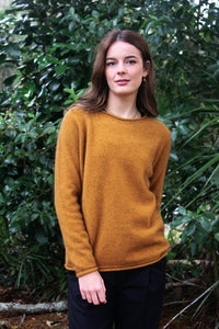 Possum and Merino.  9786 Scroll Jumper - A simple crew neck pullover jumper with roll detail at neckline cuffs and hem.   Made in New Zealand from a premium blend of 40% possum fur, 50% merino & 10% nylon.
