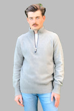 Load image into Gallery viewer, Possum and Merino  9790 Mens 1/4 Zip Patch Jumper - Classic Men&#39;s 1/4 zip raglan sleeve jacket with feature elbow stitch detail. This style runs up to a XXXL size.  Made in New Zealand from a premium blend of 40% possum fur, 50% merino &amp; 10% nylon. 