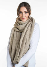 Load image into Gallery viewer, Possum and Merino  KO554 Jacquard Wrap - A two tone jacquard wrap in a multi textured design. This wrap also looks great worn as a scarf.  One size only: Approx. 56cm wide x 200cm long   Made proudly in New Zealand from a premium blend of 40% possum fur, 50% merino lambswool &amp; 10% mulberry silk.  