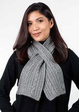 Load image into Gallery viewer, Possum and Merino  KO132 Cable Scarf - A keyhole scarf in a classic cable pattern.  Make a set with KO62 Cable Glovelets and KO94 Cable Headband  One Size - Approx. 15cm wide x 110cm long.  Made proudly in New Zealand from a premium blend of 40% possum fur, 50% merino lambswool &amp; 10% mulberry silk. 