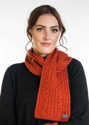 Possum and Merino  KO132 Cable Scarf - A keyhole scarf in a classic cable pattern.  Make a set with KO62 Cable Glovelets and KO94 Cable Headband  One Size - Approx. 15cm wide x 110cm long.  Made proudly in New Zealand from a premium blend of 40% possum fur, 50% merino lambswool & 10% mulberry silk. 