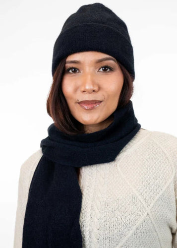 Possum and Merino  KO159 Plain Beanie - A plain, double layer beanie with a turned back edge and metal Koru badge.  Makes a set with KO114 Scarf with Fringe and KO48 Plain Gloves.   One Size.  Made proudly in New Zealand from a premium blend