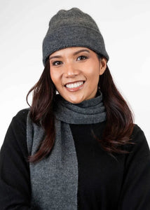 Possum and Merino  KO159 Plain Beanie - A plain, double layer beanie with a turned back edge and metal Koru badge.  Makes a set with KO114 Scarf with Fringe and KO48 Plain Gloves.   One Size.  Made proudly in New Zealand from a premium blend