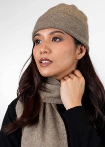 Possum and Merino  KO159 Plain Beanie - A plain, double layer beanie with a turned back edge and metal Koru badge.  Makes a set with KO114 Scarf with Fringe and KO48 Plain Gloves.   One Size.  Made proudly in New Zealand from a premium blend
