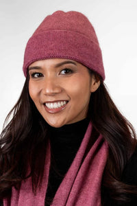 Possum and Merino  KO159 Plain Beanie - A plain, double layer beanie with a turned back edge and metal Koru badge.  Makes a set with KO114 Scarf with Fringe and KO48 Plain Gloves.   One Size.  Made proudly in New Zealand from a premium blend