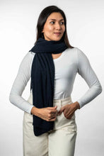 Load image into Gallery viewer, Possum and Merino  KO518  Lightweight Moss Stitch Wrap - This moss stitch wrap is lightweight, yet extremely warm to wear. It can also be worn as an over sized scarf on those extra chilly days.  One size only.  Approx. 63cm wide x 170cm long.  Made proudly in New Zealand from a premium blend of 40% possum fur, 50% merino lambswool &amp; 10% mulberry silk.  