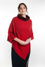 Load image into Gallery viewer, Possum and Merino   KO523 Fur Trim Poncho - A moss stitch poncho trimmed with luxurious possum fur.  This versatile garment can be worn 5 different way   Made proudly in New Zealand from a premium blend of 40% possum fur, 50% merino lambswool &amp; 10% mulberry silk.   