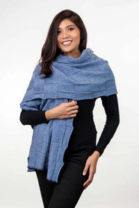 Possum and Merino  KO554 Jacquard Wrap - A two tone jacquard wrap in a multi textured design. This wrap also looks great worn as a scarf.  One size only: Approx. 56cm wide x 200cm long   Made proudly in New Zealand from a premium blend of 40% possum fur, 50% merino lambswool & 10% mulberry silk.  
