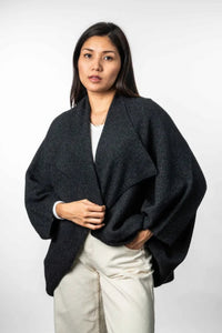 Possum and Merino  KO756 Moss Stitch Shrug - This lightweight yet warm shrug can be worn two different ways - simply turn the garment upside down to create a different style.  A very versatile piece and great for layering.  One Size.   Made proudly in New Zealand from a premium blend of 40% possum fur, 50% merino lambswool & 10% mulberry silk.  
