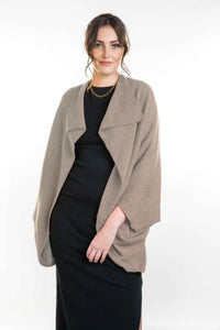 Possum and Merino  KO756 Moss Stitch Shrug - This lightweight yet warm shrug can be worn two different ways - simply turn the garment upside down to create a different style.  A very versatile piece and great for layering.  One Size.   Made proudly in New Zealand from a premium blend of 40% possum fur, 50% merino lambswool & 10% mulberry silk.  