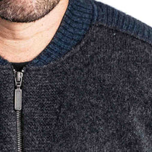 Load image into Gallery viewer, Possum and Merino  KO870 Contrast Detail Jacket - A smart, casual zip through jacket with a crew neckline.  This garment features a subtle striped detail on the shoulders, neckband and pocket trims.  Made proudly in New Zealand from a premium blend of 40% possum fur, 50% merino lambswool &amp; 10% mulberry silk.