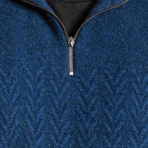 Possum and Merino  KO871 Chevron Zip Jumper - A quarter zip style jumper featuring a detailed chevron pattern on the body and sleeves.  Made proudly in New Zealand from a premium blend of 40% possum fur, 50% merino lambswool & 10% mulberry silk.