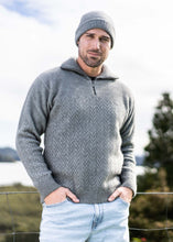 Load image into Gallery viewer, Possum and Merino  KO871 Chevron Zip Jumper - A quarter zip style jumper featuring a detailed chevron pattern on the body and sleeves.  Made proudly in New Zealand from a premium blend of 40% possum fur, 50% merino lambswool &amp; 10% mulberry silk.