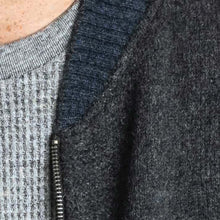 Load image into Gallery viewer, Possum and Merino  KO872 Contrast Detail Vest - This zip through vest features a subtle striped detail on the ribbed crew neck and pocket trims.  Made proudly in New Zealand from a premium blend of 40% possum fur, 50% merino lambswool &amp; 10% mulberry silk.